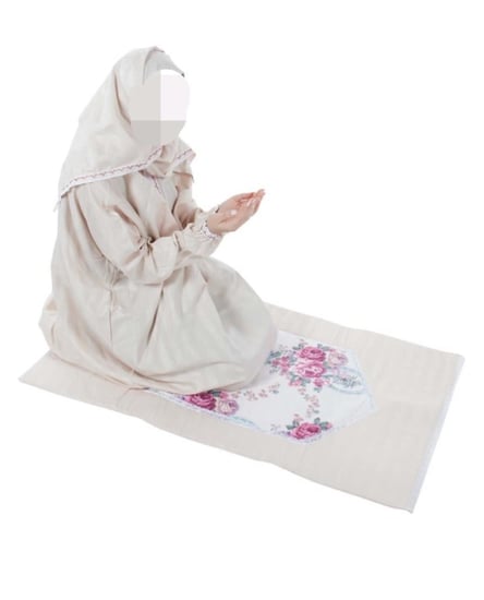 شرشف صلاة بيج مع سجادة ولبس مصحف