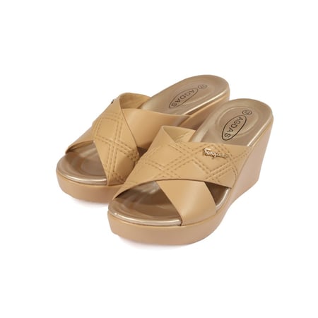 حذاء صيفي طبي أنيق كعب عالِ بمقدمة عريضة متقاطعة بشكل X