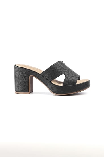 حذاء طبي كعب مفتوح عريض بدون لمعة