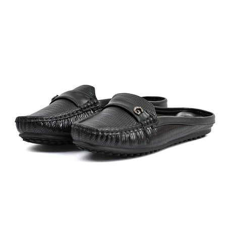 حذاء فلات طبي نسائي مفتوح من الخلف مزود بشريط جلدي مزين بالستراس