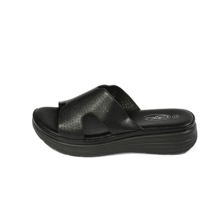 حذاء صيفي طبي أنيق بمقدمة عريضة سادة مفرغة