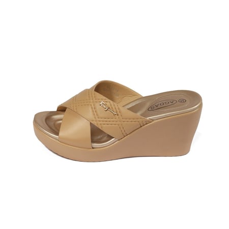 حذاء صيفي طبي أنيق كعب عالِ بمقدمة عريضة متقاطعة بشكل X