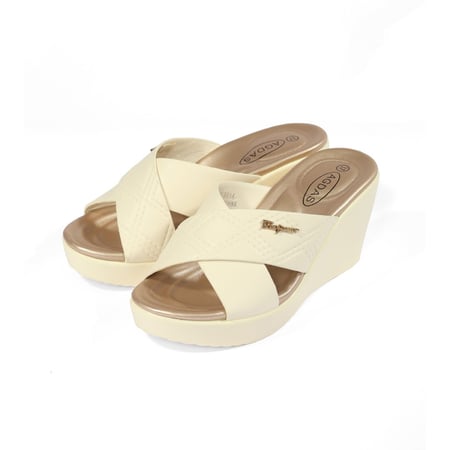 حذاء صيفي طبي أنيق كعب عالِ بمقدمة عريضة متقاطعة بشكل X