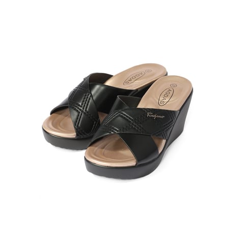 حذاء صيفي طبي أنيق كعب عالِ بمقدمة عريضة متقاطعة بشكل X