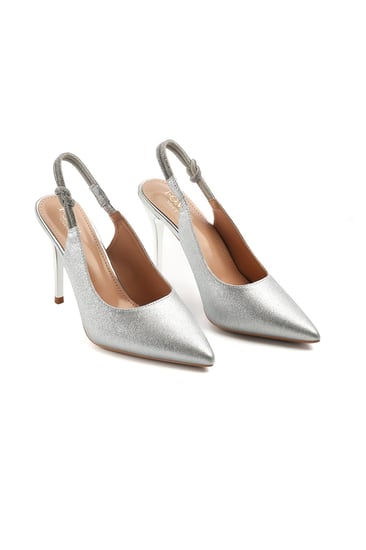 حذاء كلاسيكي سهرة أنيق بمقدمة مدببة و كعب عالِ و إبزيم مطاطي مزين بأحجار لامعة