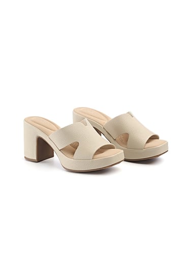 حذاء طبي كعب مفتوح عريض بدون لمعة