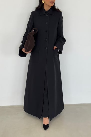 عباية بليزر اسود بازارر كلاسيك اسود بياقة عالية رسمية باكمام واسعة