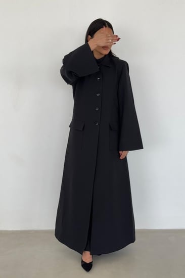 عباية بليزر اسود بازارر كلاسيك اسود بياقة عالية رسمية باكمام واسعة