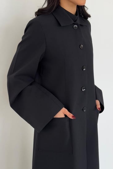 عباية بليزر اسود بازارر كلاسيك اسود بياقة عالية رسمية باكمام واسعة