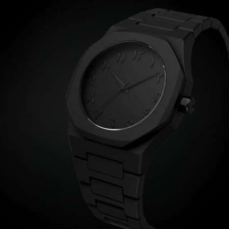 ساعة ارقام عربية سير كاربون بلون الاسود K033