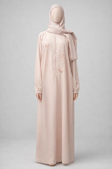 شرشف سحاب مطرز بتصميم ناعم  قطن باكستاني الطول من الكتف 157 cm  اللون  وردي