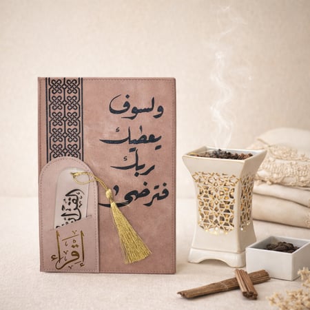 مصحف بتفسير بعض كلمات القرآن المقاس وسط  + غلاف جلد  + فاصل  (اللون  نود   )طباعة الرياض