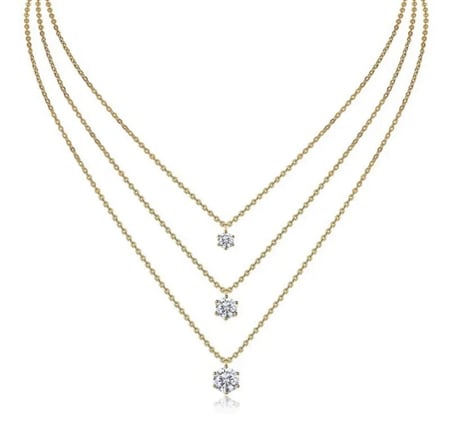 سلسال فضه ومويسانيت مطلية بالذهب