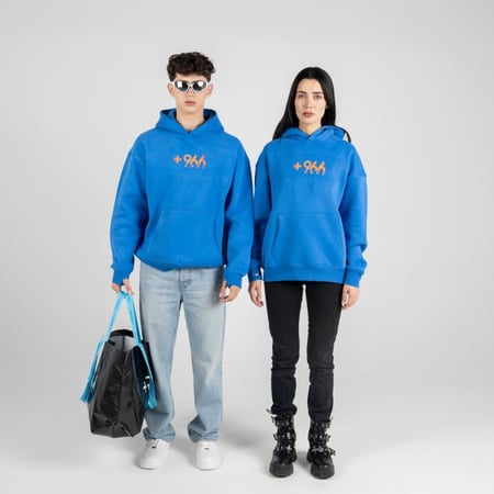 هودي الأزرق البرتقالي -Unisex