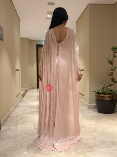 فستان سهرة شيفون راقي مع وشاح و كورسيه
