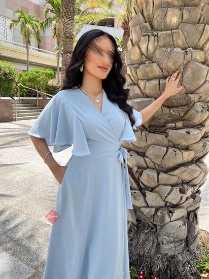 فستان ميد ناعم لف