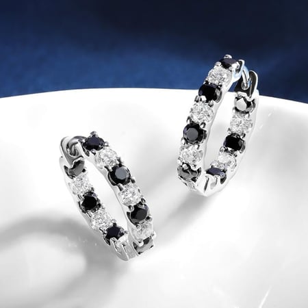 أقراط  Moissanite ،أسود وأبيض ،