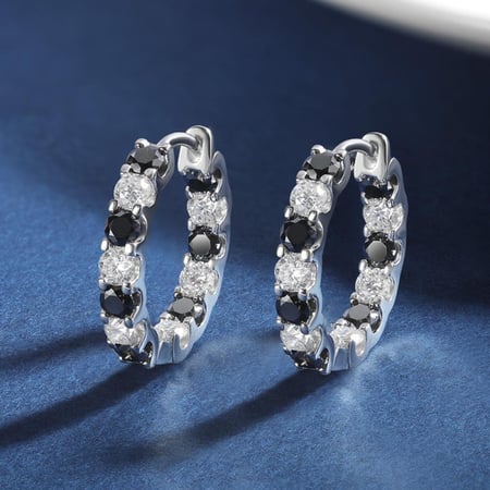 أقراط  Moissanite ،أسود وأبيض ،