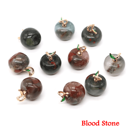 قلادة فريدة صغيرة على شكل تفاحة ، جمشت ، فلوريت ، كوارتز ، عقيق ، 12x14 مم