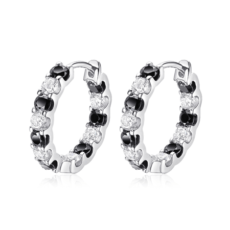 أقراط  Moissanite ،أسود وأبيض ،