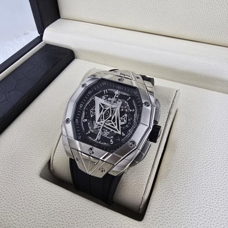 ساعه هوبلت سانج بلو فضي