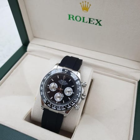 ساعه رولكس دايتونا كرونوغراف ربل اسود مع فضي كلاسيك - خيال