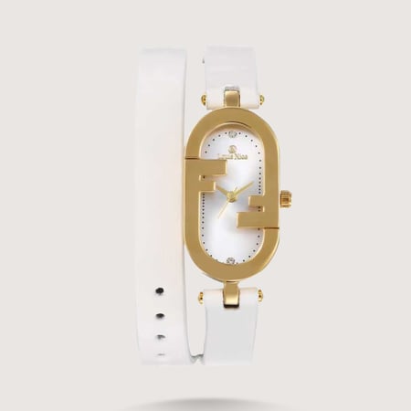 ساعة نسائية راقية بجلد ملتف