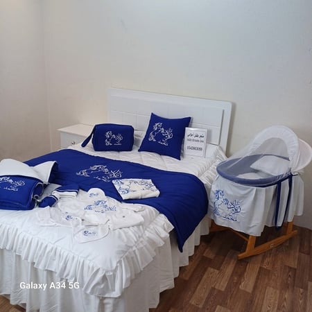 مفرش سرير قطن-مفارش نفاس-مفرش سرير مواليد-مفرش نفاس-تطريز طقم مواليد