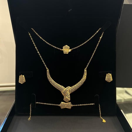 طقم شبكة ذهب للعروس عيار 21 وزن 9.3 جرام