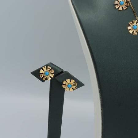 طقم ذهب عيار 21 بتصميم رموش فيروزي وزن 8.1 جرام - ذهب بالتقسيط