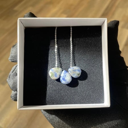 قلادة حجر السودلايت الطبيعي فضة 925