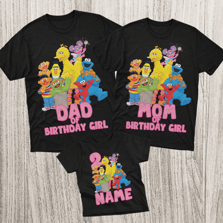 تيشرت عيد ميلاد عائلية لشخصيات افتح يا سمسم