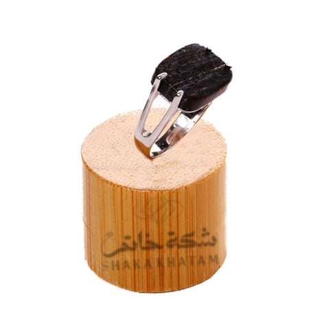 خاتم فضة مربع شنكار بني مشجر عيار أسترليني