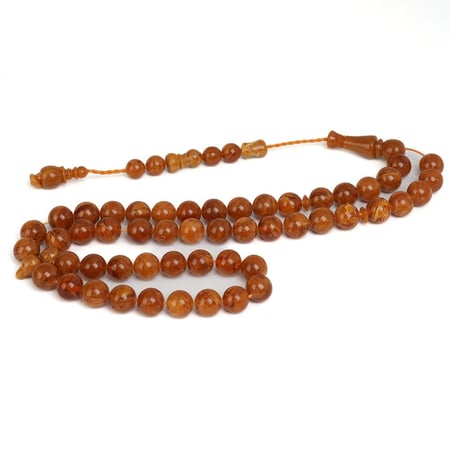 مسباح تراب الكهرمان البولندي  قصة دائرية 51 خرزة  بلون القهوة