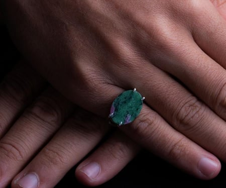 خاتم فضة شنكار حجر كريم أخضر خريطة عيار925 استرليني