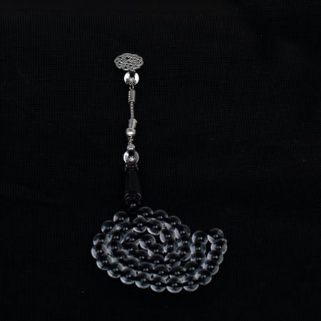 سبحه بكلايت شفاف خيط اسود 45 خرزة طربزون راديوم