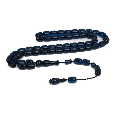 مسباح تراب الكهرمان البولندي  قصة برميليه 51 خرزة بلون القهوة لون دارك بلو