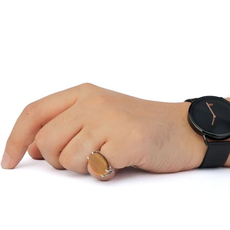 خاتم فضة شنكار حجر عين النمر عيار 925 أسترليني