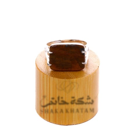 خاتم فضة شنكار مربع عودي معرق عيار 925 أسترليني