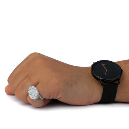 خاتم فضة شنكار فيروز أبيض عيار 925 أسترليني