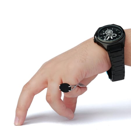 خاتم فضة شنكار بفص عقيق اسود عيار 925 أسترليني