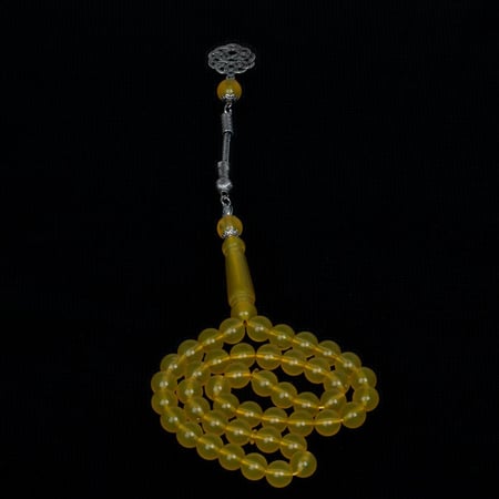 سبح بكلايت اصفر شفاف 45 خرزة طربزون راديوم