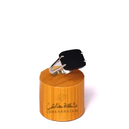 خاتم فضة شنكار مربع أسود عيار 925 أسترليني