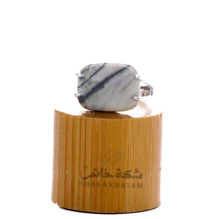 خاتم فضة شنكار مربع رصاصي معرق عيار 925 أسترليني