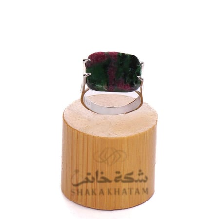 ‏‏خاتم فضة شنكار اخضر تفاحي عيار 925 أسترليني