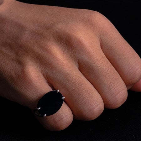 خاتم فضة شنكار بفص عقيق اسود عيار 925 أسترليني