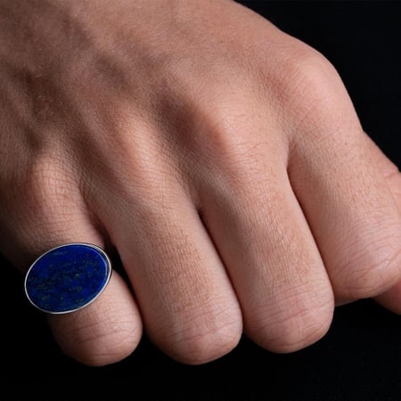 خاتم فضة ملكي حجر النجوم الأزرق عيار 925 أسترليني