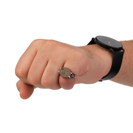 خاتم فضة شنكار مخطط بني عيار 925 أسترليني