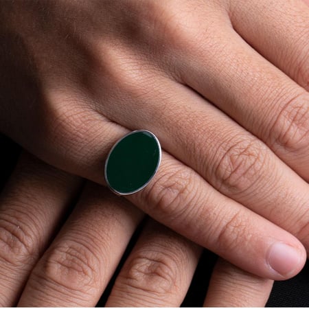 خاتم فضة ملكي أخضر عيار 925 أسترليني