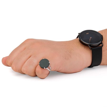 خاتم فضة شنكار حجر  عقيق اخضر دائري عيار 925 أسترليني